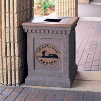Square outdoor trash receptacle
