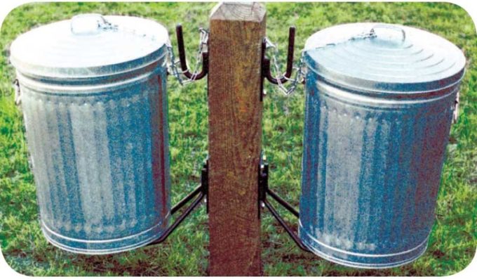 Recycled plastic post with cans